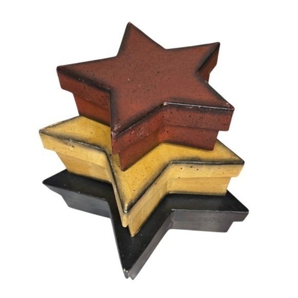 Primitive Star Shaped Nesting Cardboard Boxes Folk Art Farmhouse Style Americana